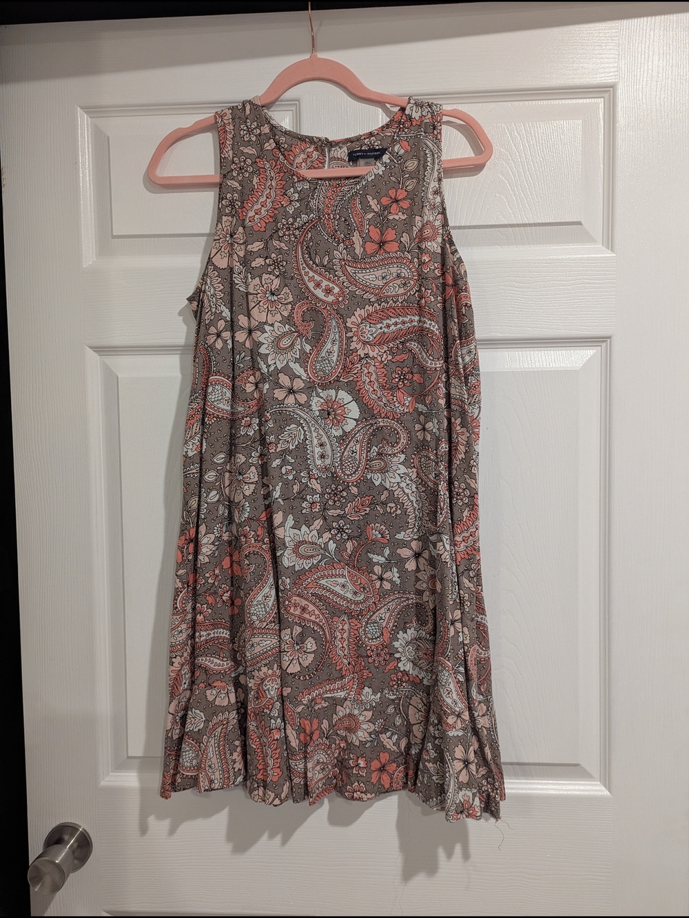 Tommy Hilfiger Taupe and Coral Paisley Mini Dress - Picture 2 of 3